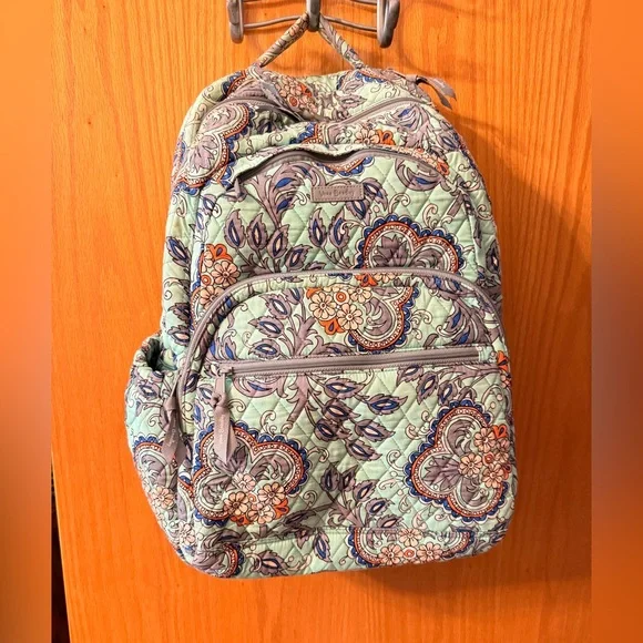 Vera Bradley Fan Flowers Quilted Campus Backpack - Picture 1 of 4